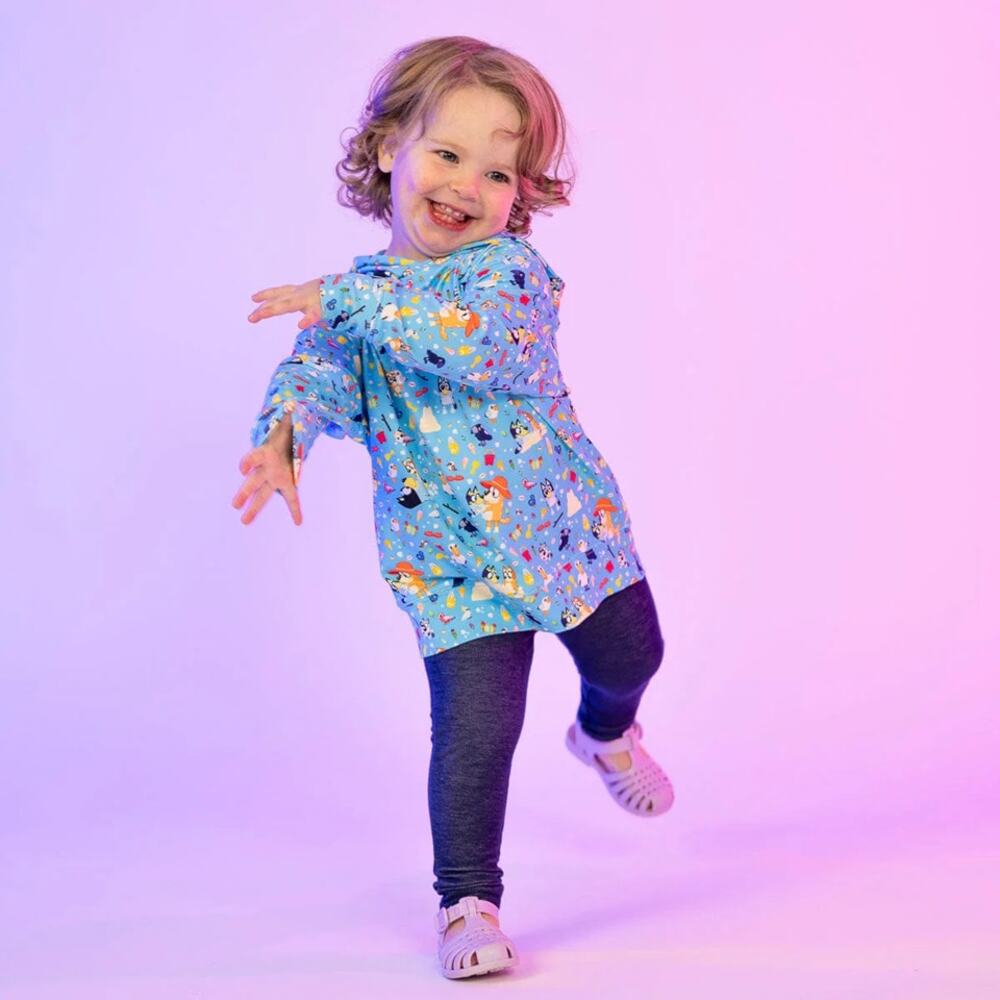 RSVLTS Bluey Beach Day Print Pullover Preschooler Performance Hoodie Blue 5T NWT